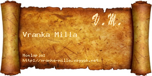 Vranka Milla névjegykártya
